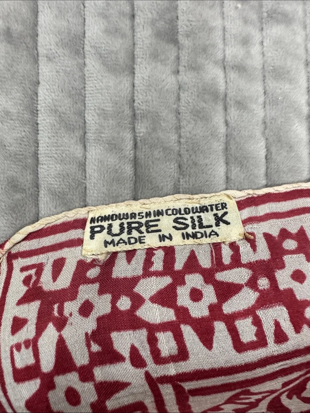 Red and White Decorative Silk Square Scarf